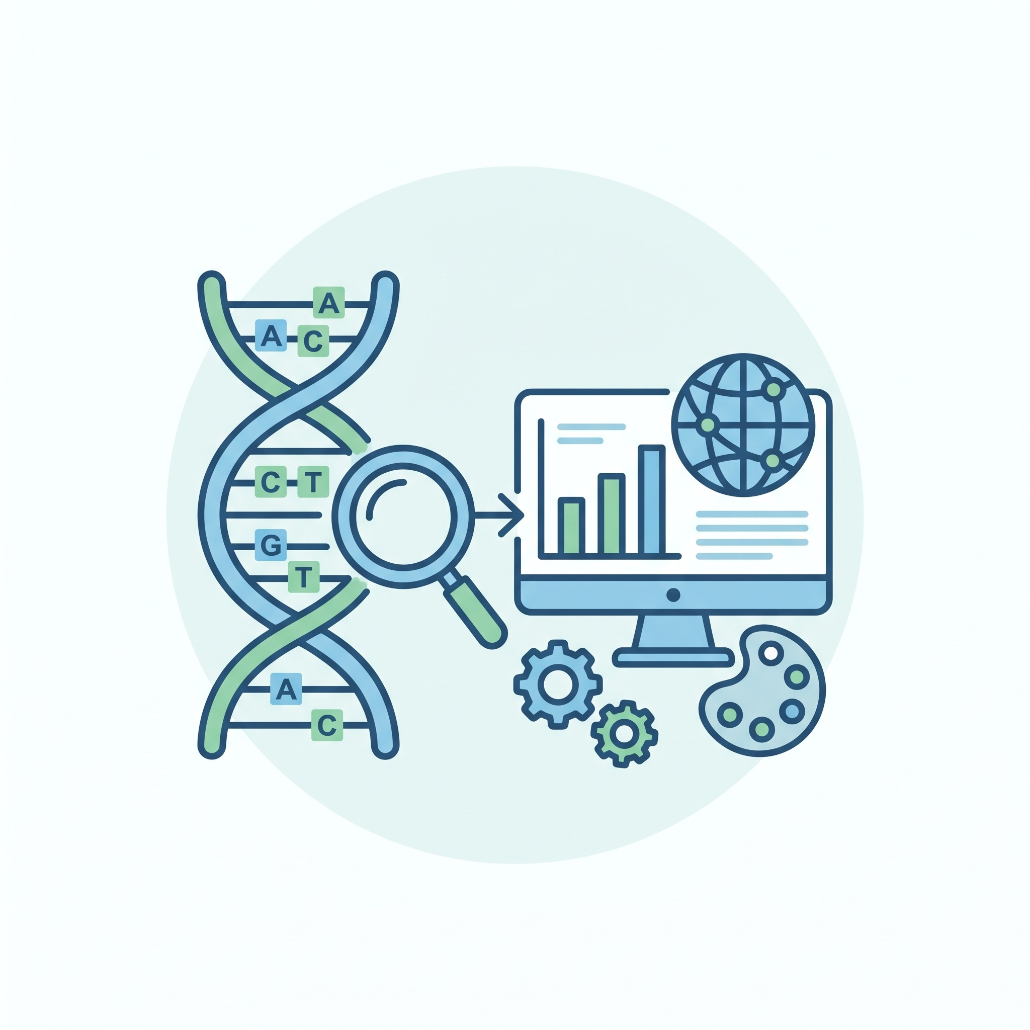 Bioinformatic analysis and visualization icon